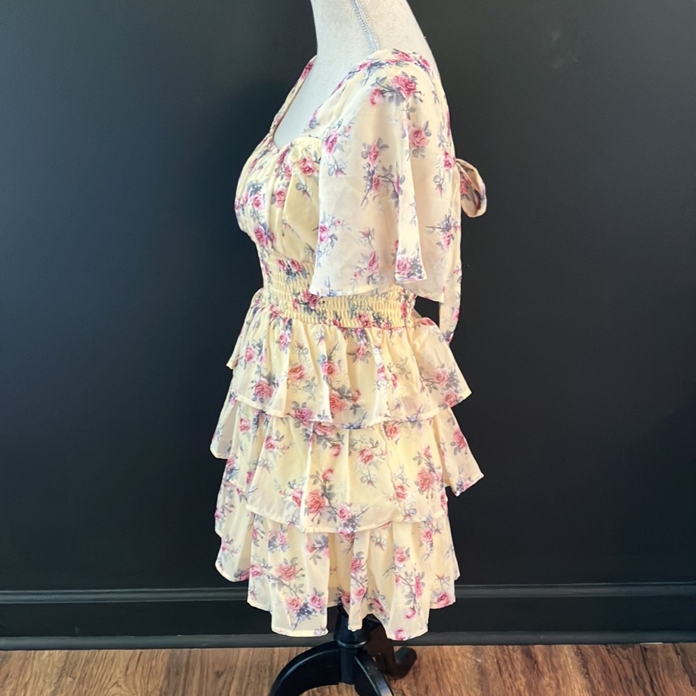 She & Sky Yellow Floral Ruffle Dress - Picture 3 of 7